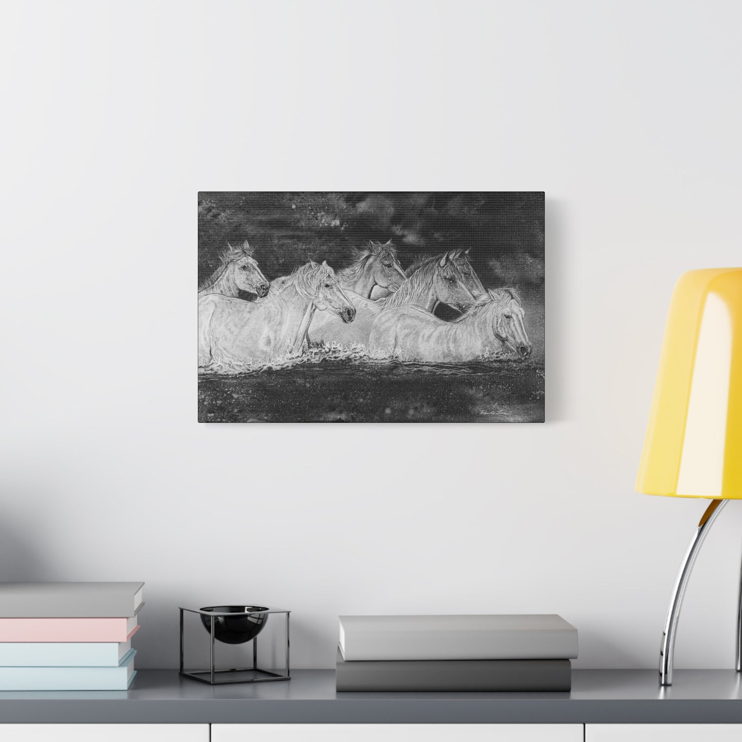 Night Swim, Horse Artwork Canvas Print