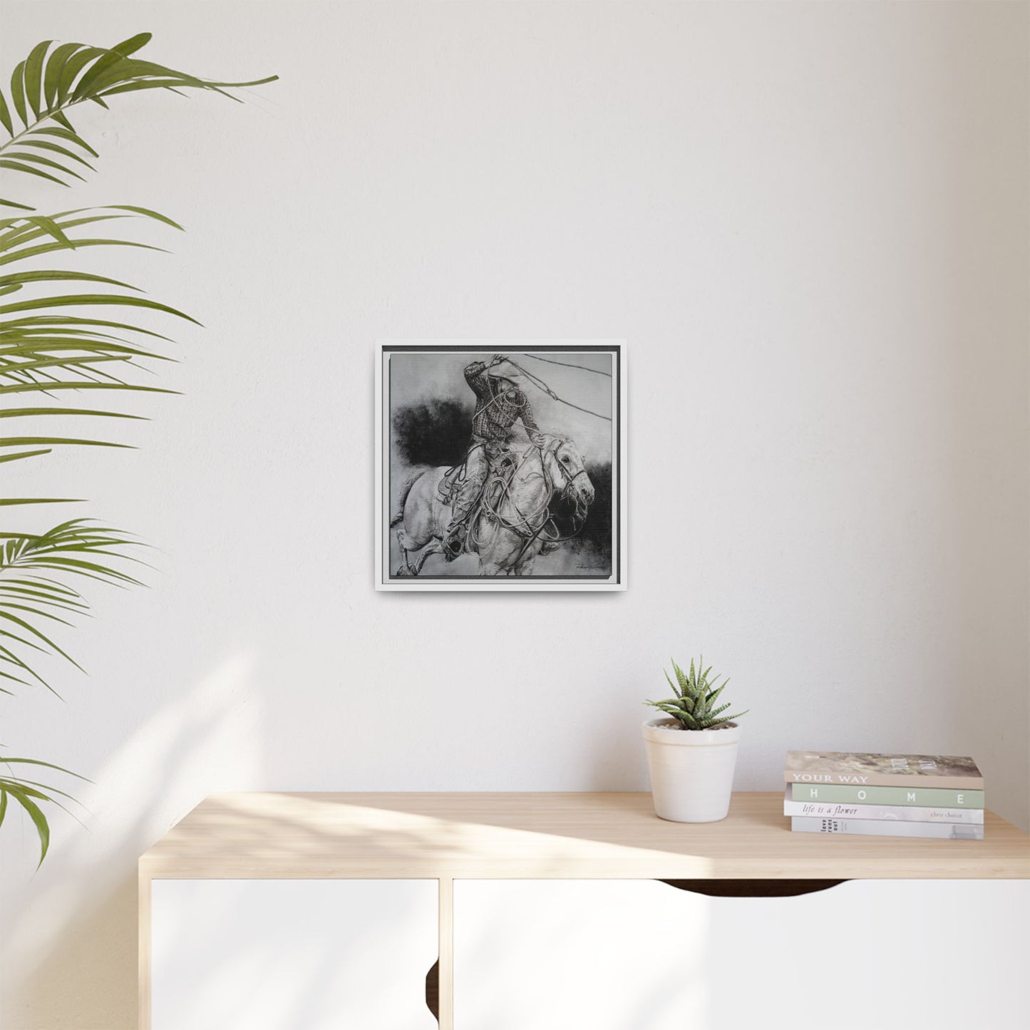Let it Fly, Rodeo Tie-down Roper Painting, Matte Framed Stretched Canvas