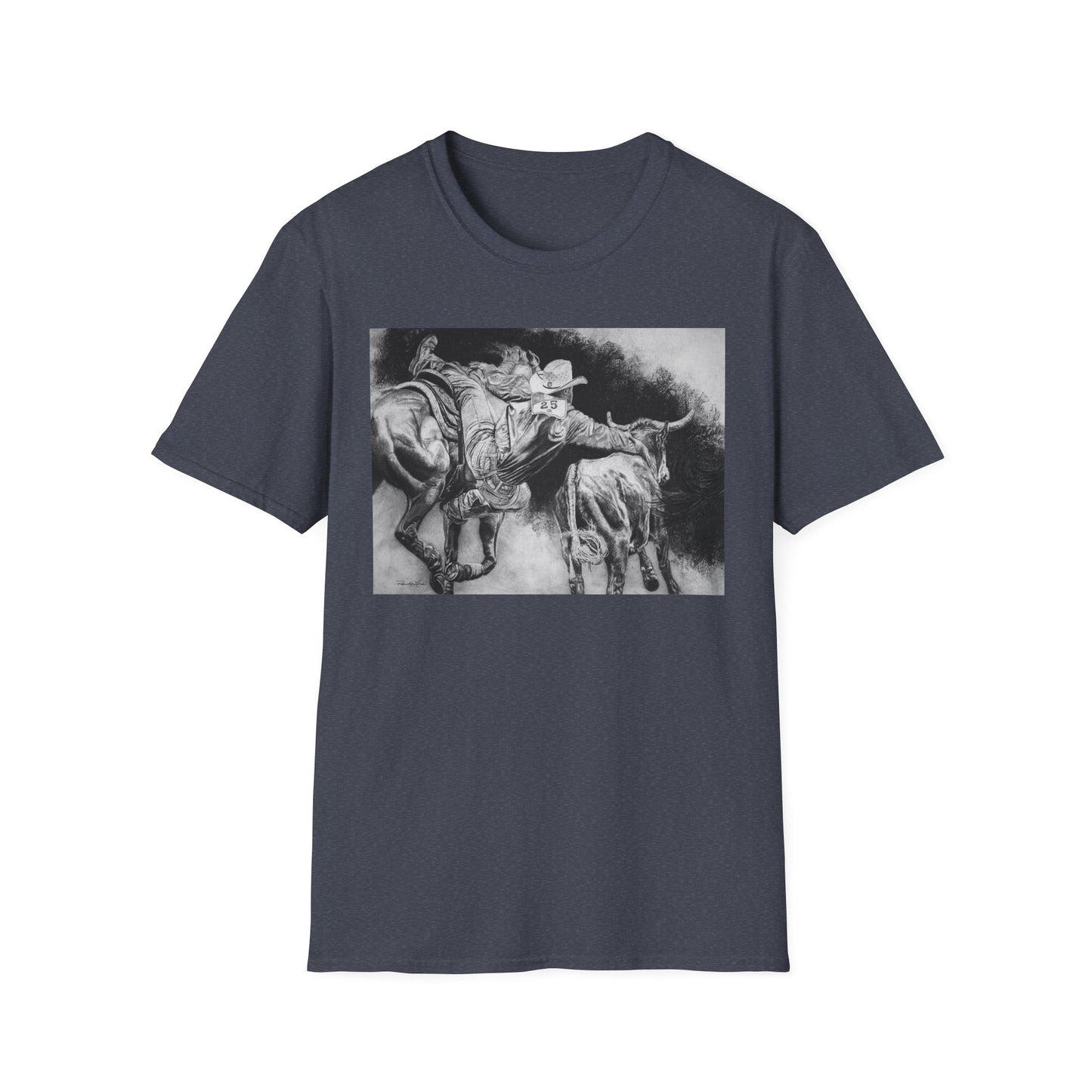 Contact. Cowboy Bulldogger Rodeo Art Unisex Softstyle T-Shirt