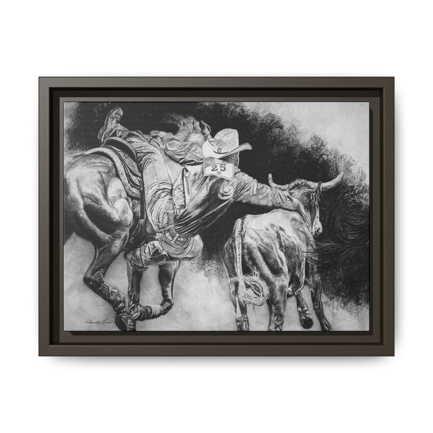 Contact. Cowboy Bulldogger Rodeo Art Framed Stretched Canvas Art