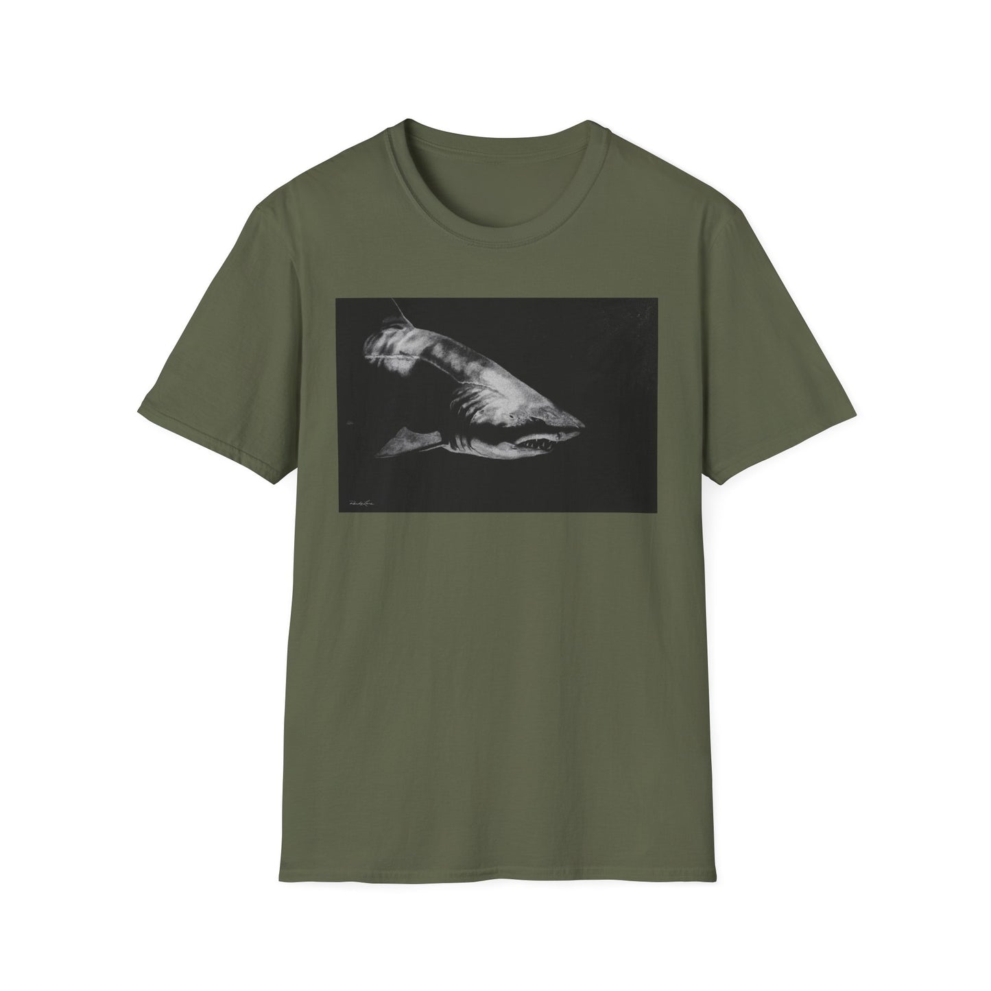 Below, Shark theme Unisex Soft T-Shirt