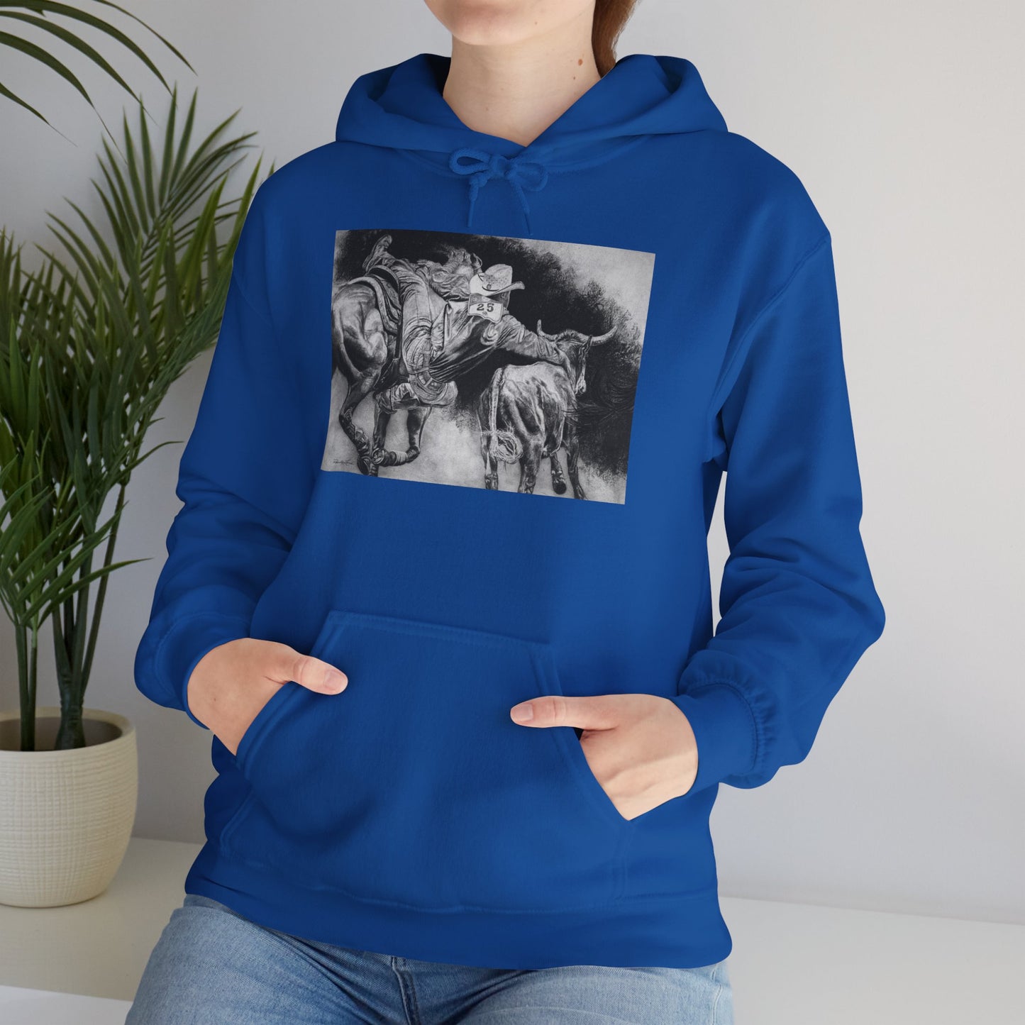 Contact. Cowboy Bulldogger Rodeo Art Unisex Heavy Blend Hoodie