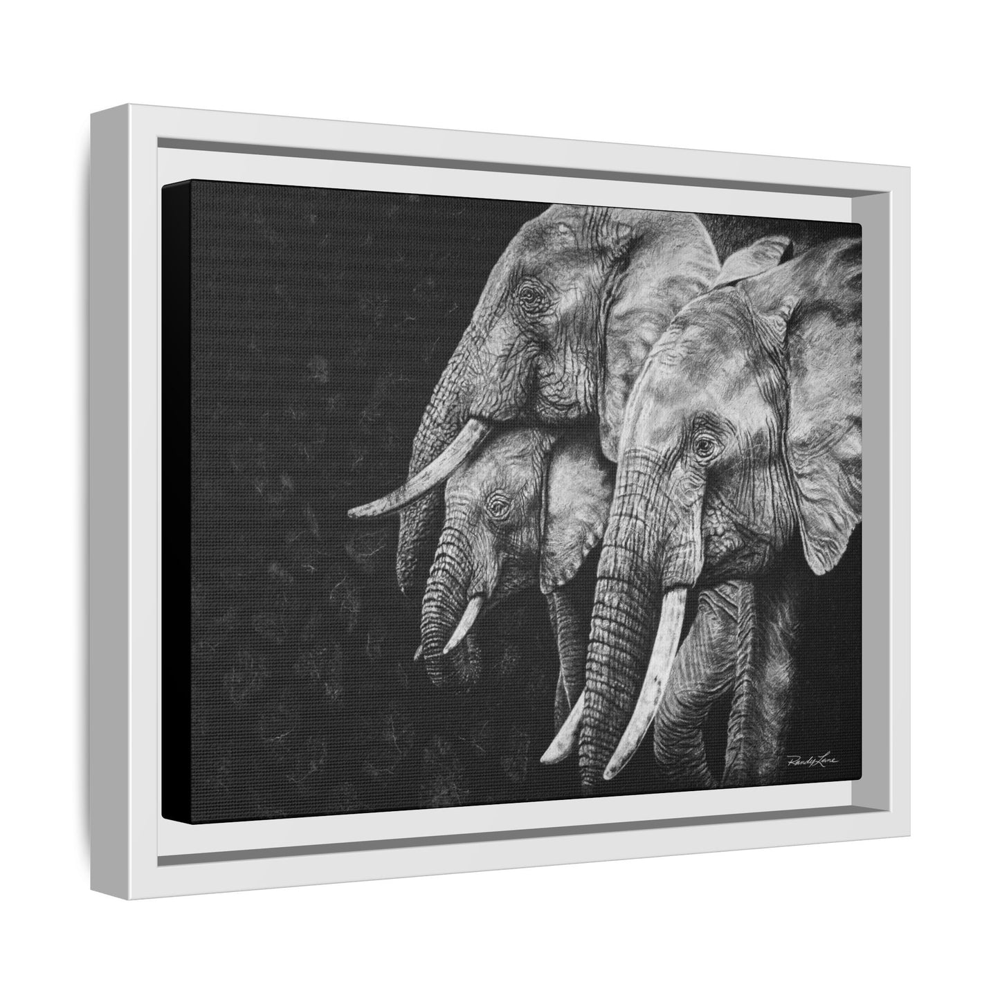 Brushland Bond. Elephant Art Framed Stretched Matte Canvas Print