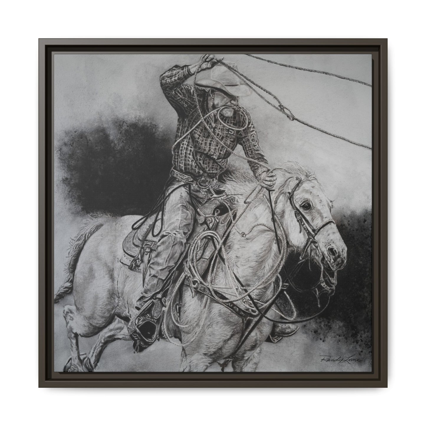 Let it Fly, Rodeo Tie-down Roper Painting, Matte Framed Stretched Canvas