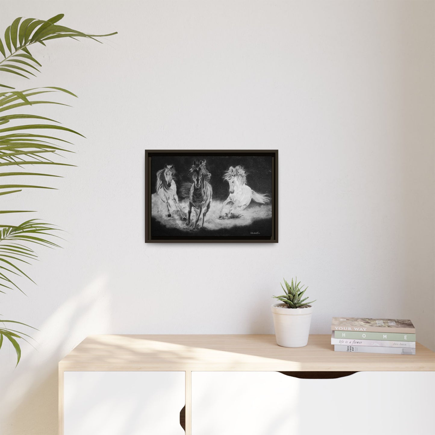 Midnight Run. Framed Stretched Matte Canvas Fine Art Horse Print