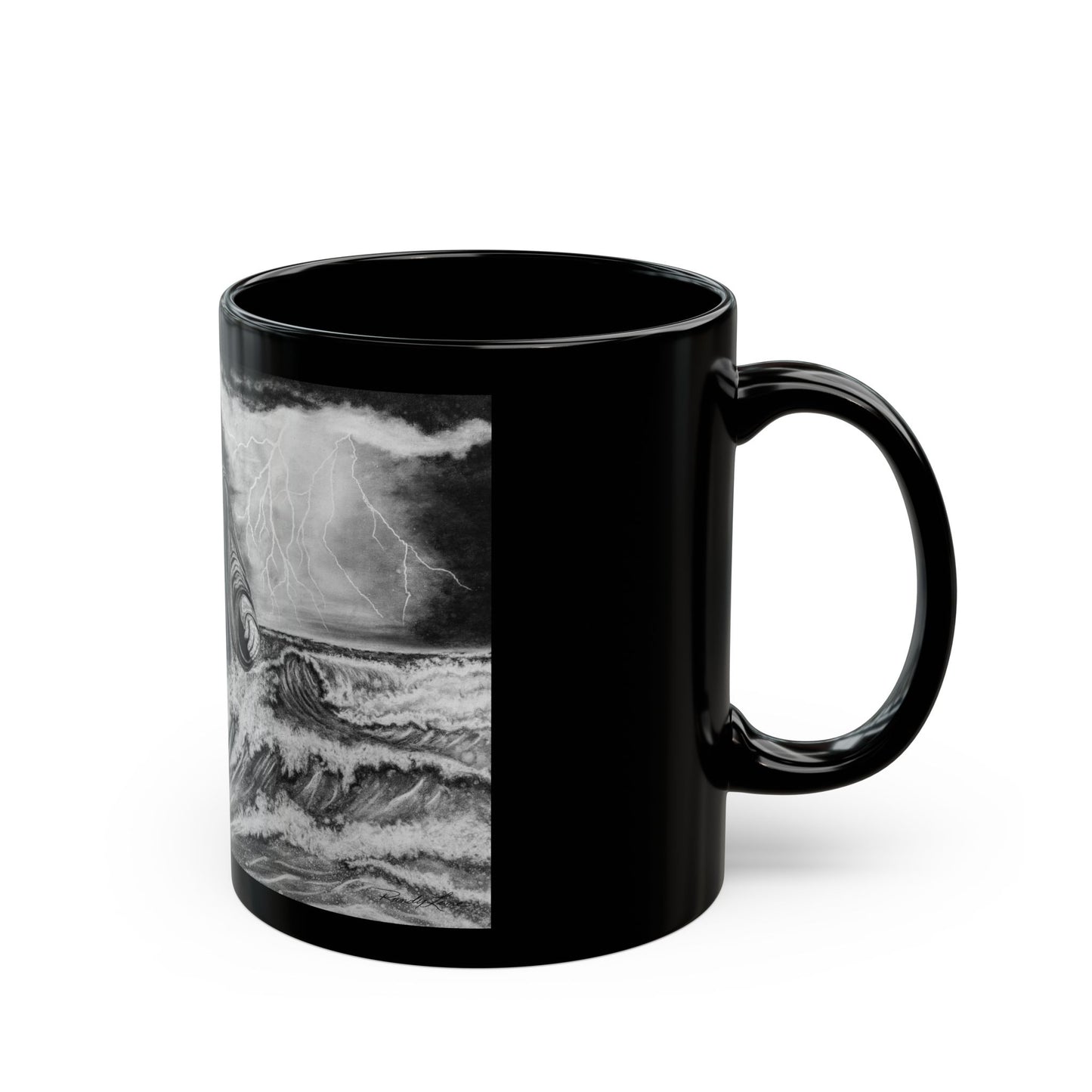 View from the Boat, Jesus Walking on Water Painting Black Ceramic Mug — 11oz & 15oz Inspirational Coffee Cup