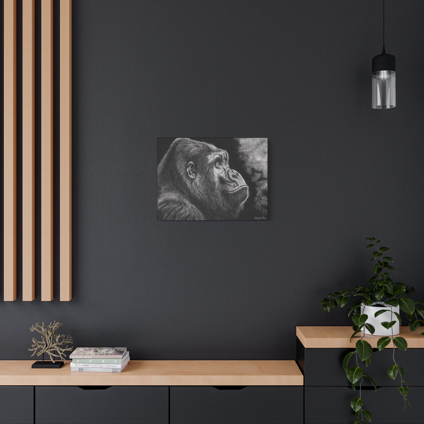 Gorilla, Artistic Gorilla Stretched Canvas Wall Art