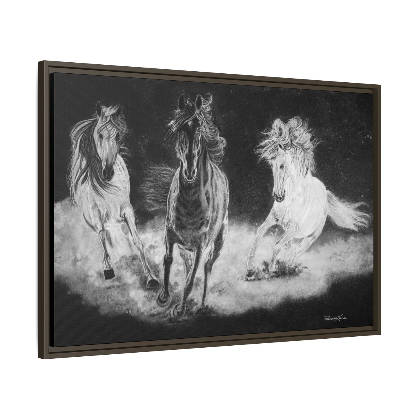 Midnight Run. Framed Stretched Matte Canvas Fine Art Horse Print