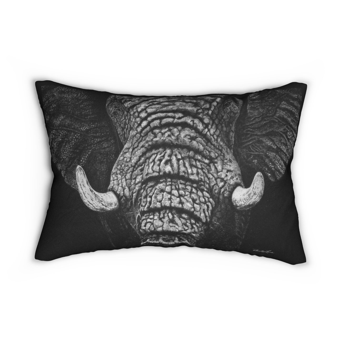 Ebony and Ivory, Elephant Lumbar Pillow