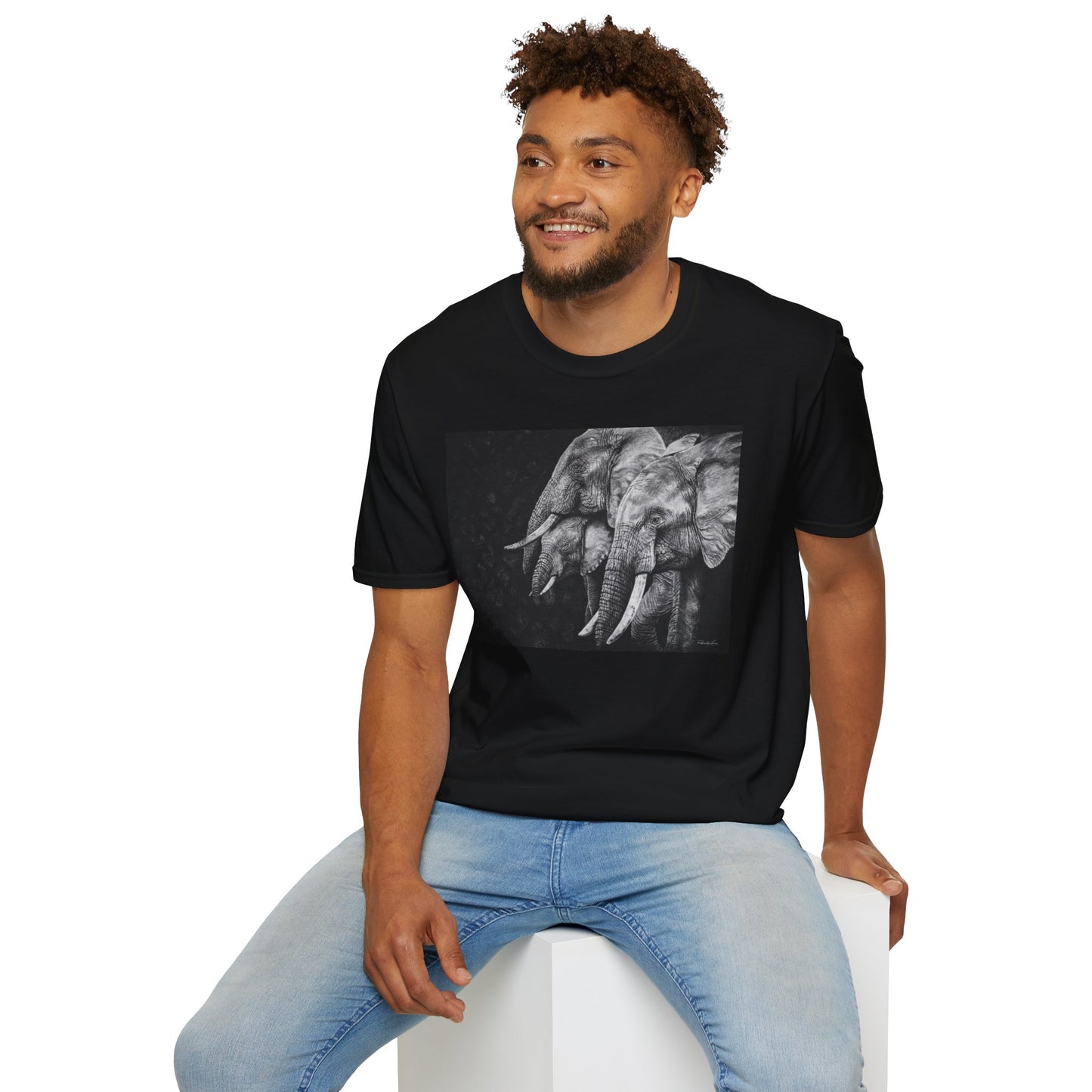 Brushland Bond. Elephant Art Unisex Softstyle T-Shirt