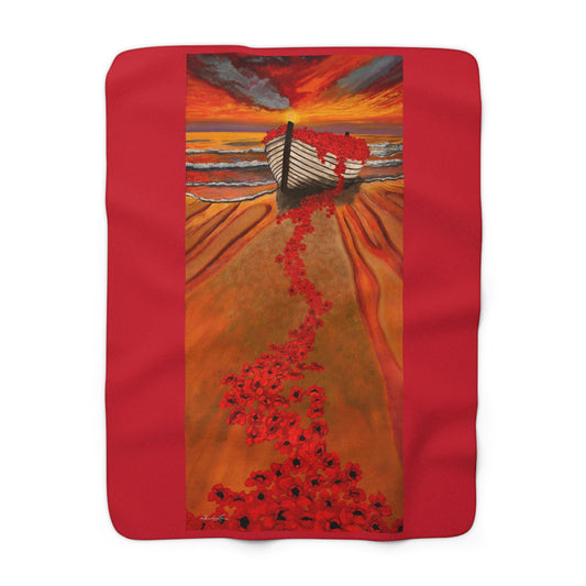 Grace Garden, Vibrant Sunset Sherpa Fleece Blanket