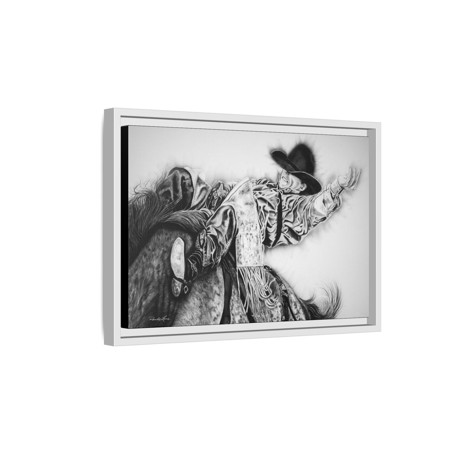 Go Time. Stretched Matte Canvas Framed Rodeo Art Print
