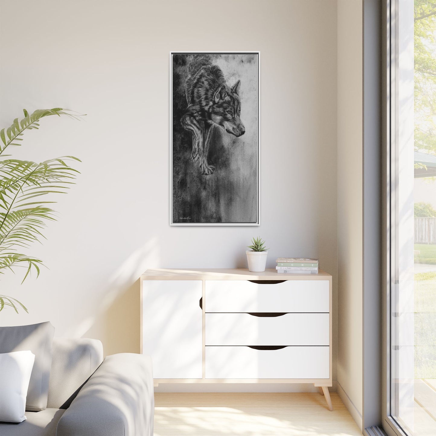 Specter, Wolf Portrait Framed Matte Canvas Wall Art