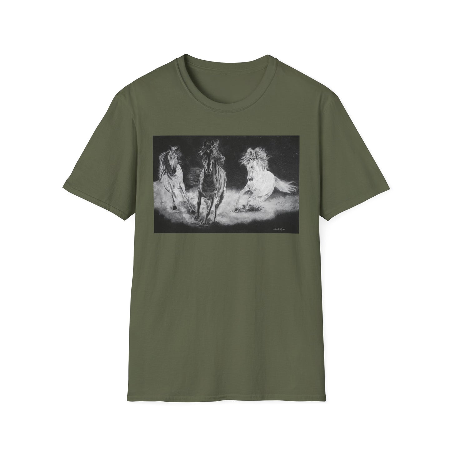 Midnight Run. Horse Graphic Unisex T-Shirt, Soft Cotton Shirt