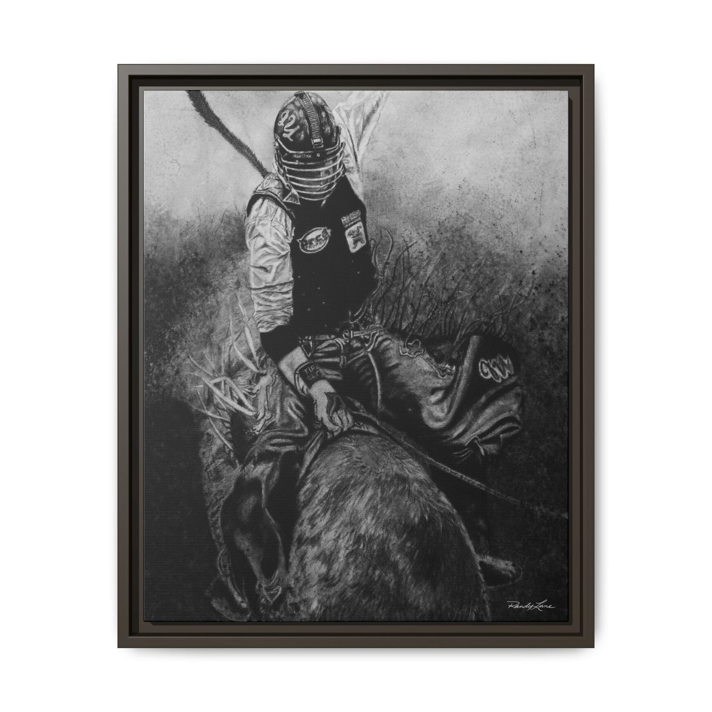 Gettin Frosty. Bull Rider Framed Stretched Matte Canvas Print
