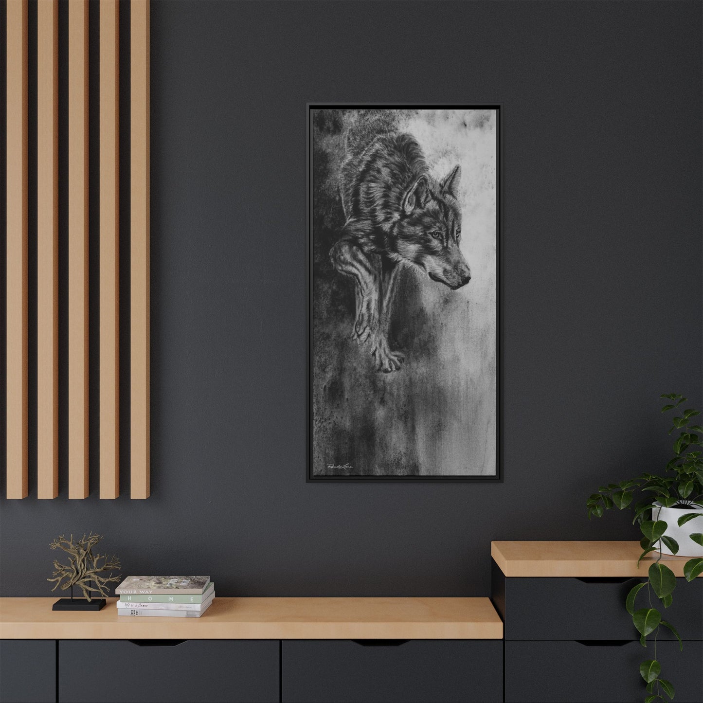 Specter, Wolf Portrait Framed Matte Canvas Wall Art