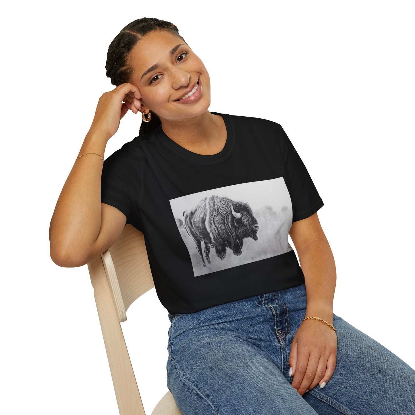 Prairie Bison, Bison Painting T-Shirt — Buffalo Wildlife Tee