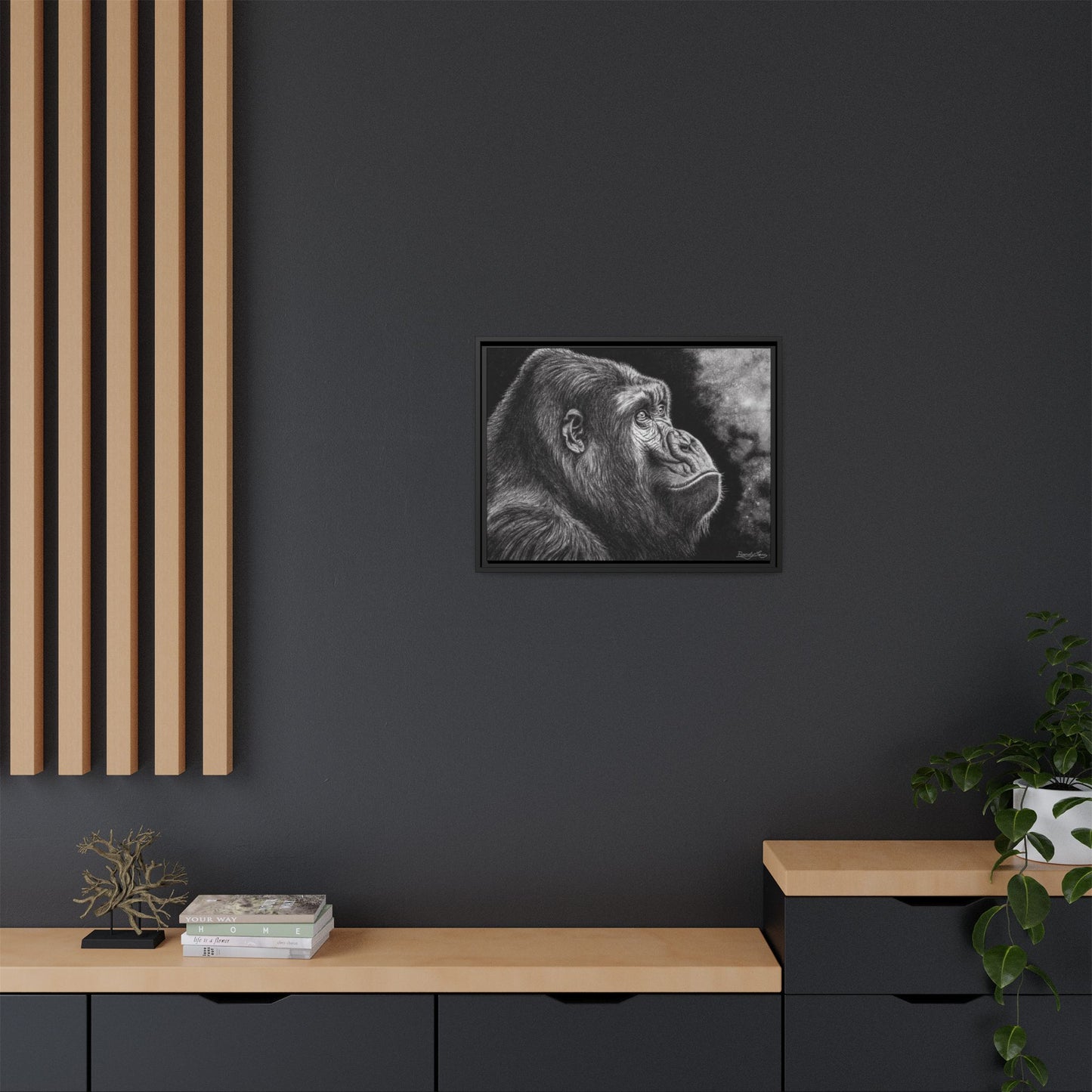 Gorilla, Framed Art Canvas Wall Decor