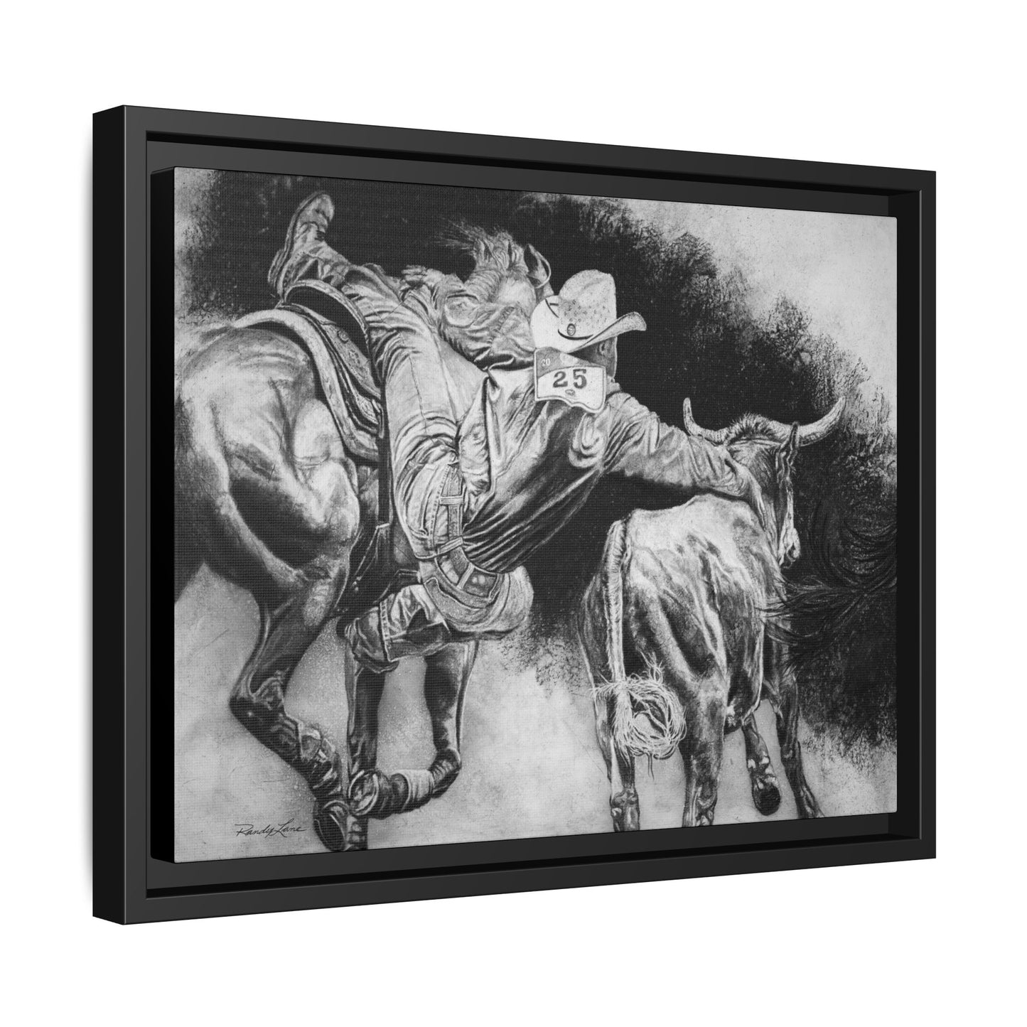 Contact. Cowboy Bulldogger Rodeo Art Framed Stretched Canvas Art