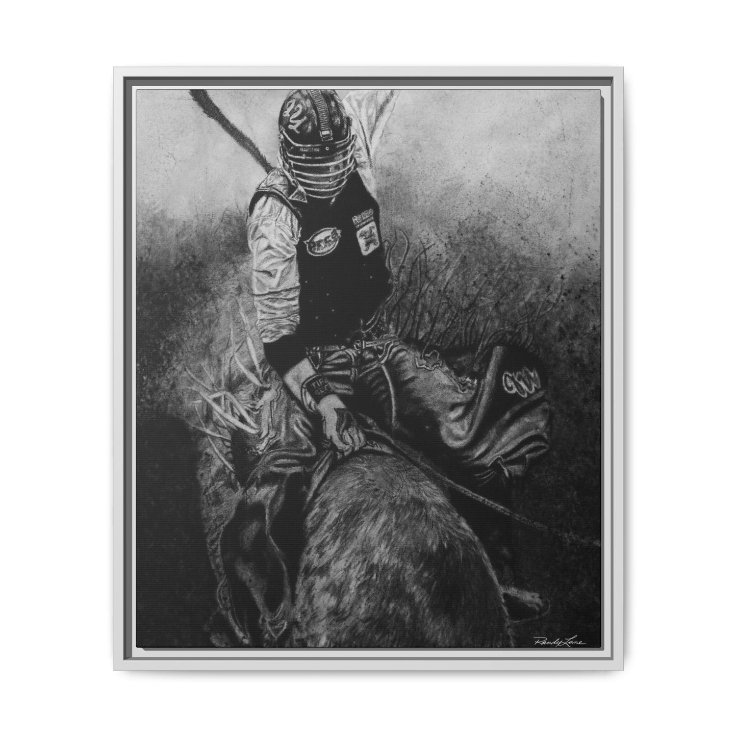 Gettin Frosty. Bull Rider Framed Stretched Matte Canvas Print