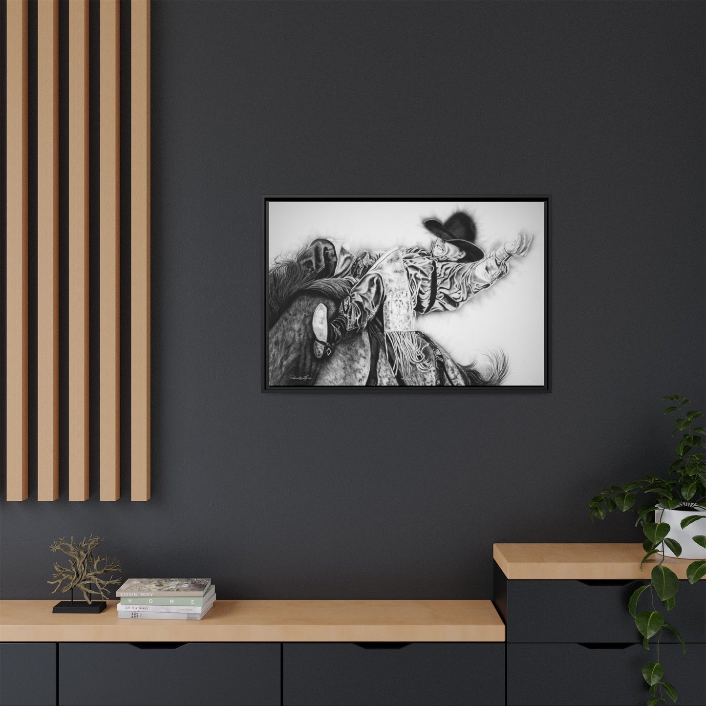 Go Time. Stretched Matte Canvas Framed Rodeo Art Print