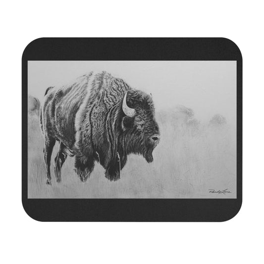Prairie Bison, Bison Painting Mouse Pad — Rustic Wildlife Desk Mat
