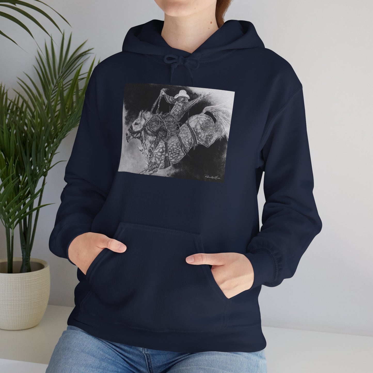 Big Grey, Rodeo Bareback Bronc Painting Hoodie Sweatshirt