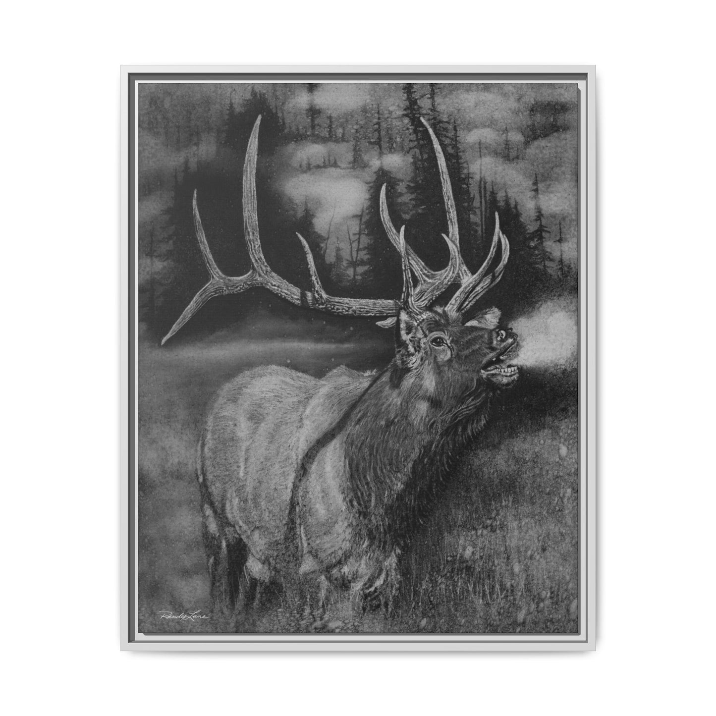 Mountain Music, Framed Elk Matte Canvas Print