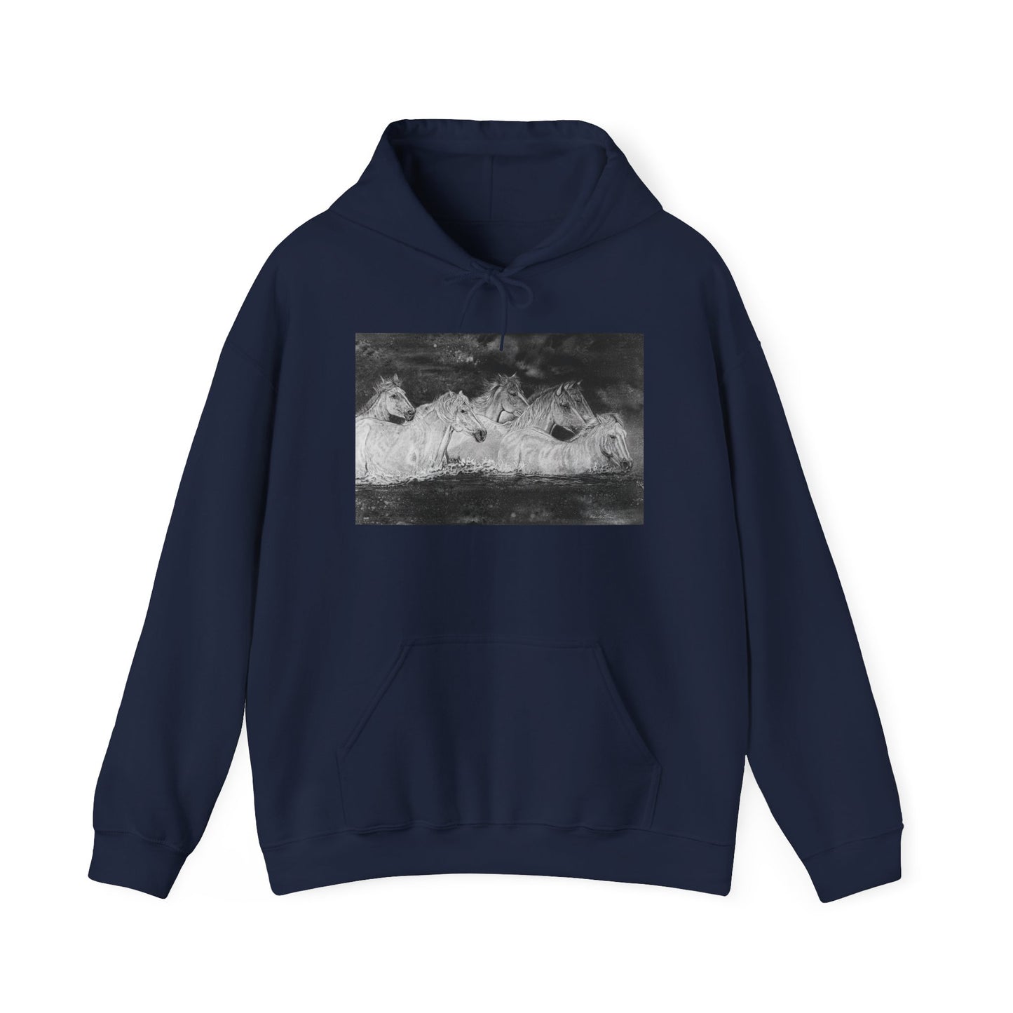 Night Swim, Horse Unisex Hooded Sweatshirt