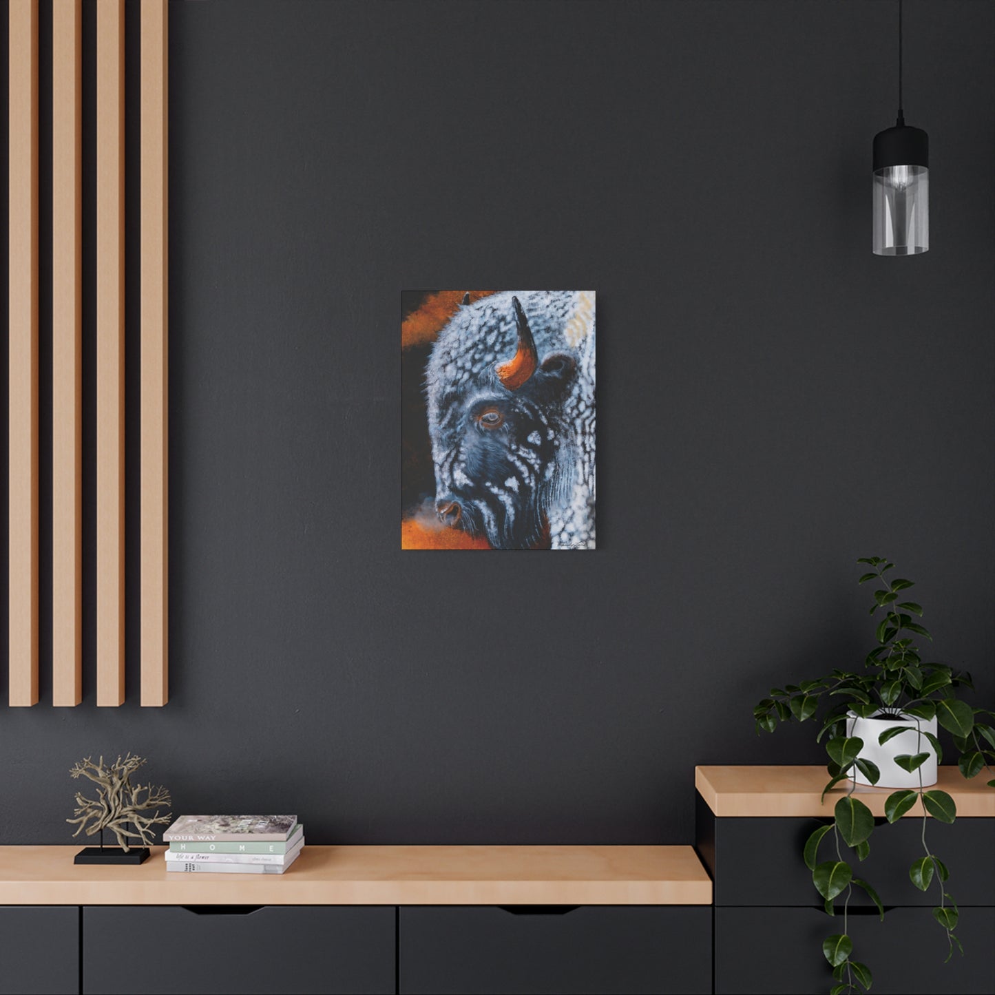 Storm Bison, Stretched Canvas Art Print