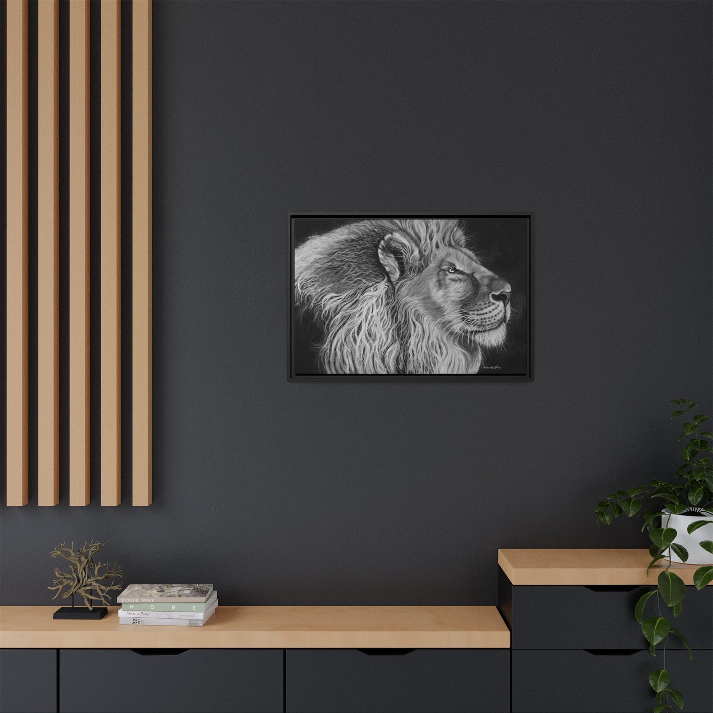 King of Cool, Majestic Lion Framed Canvas Art