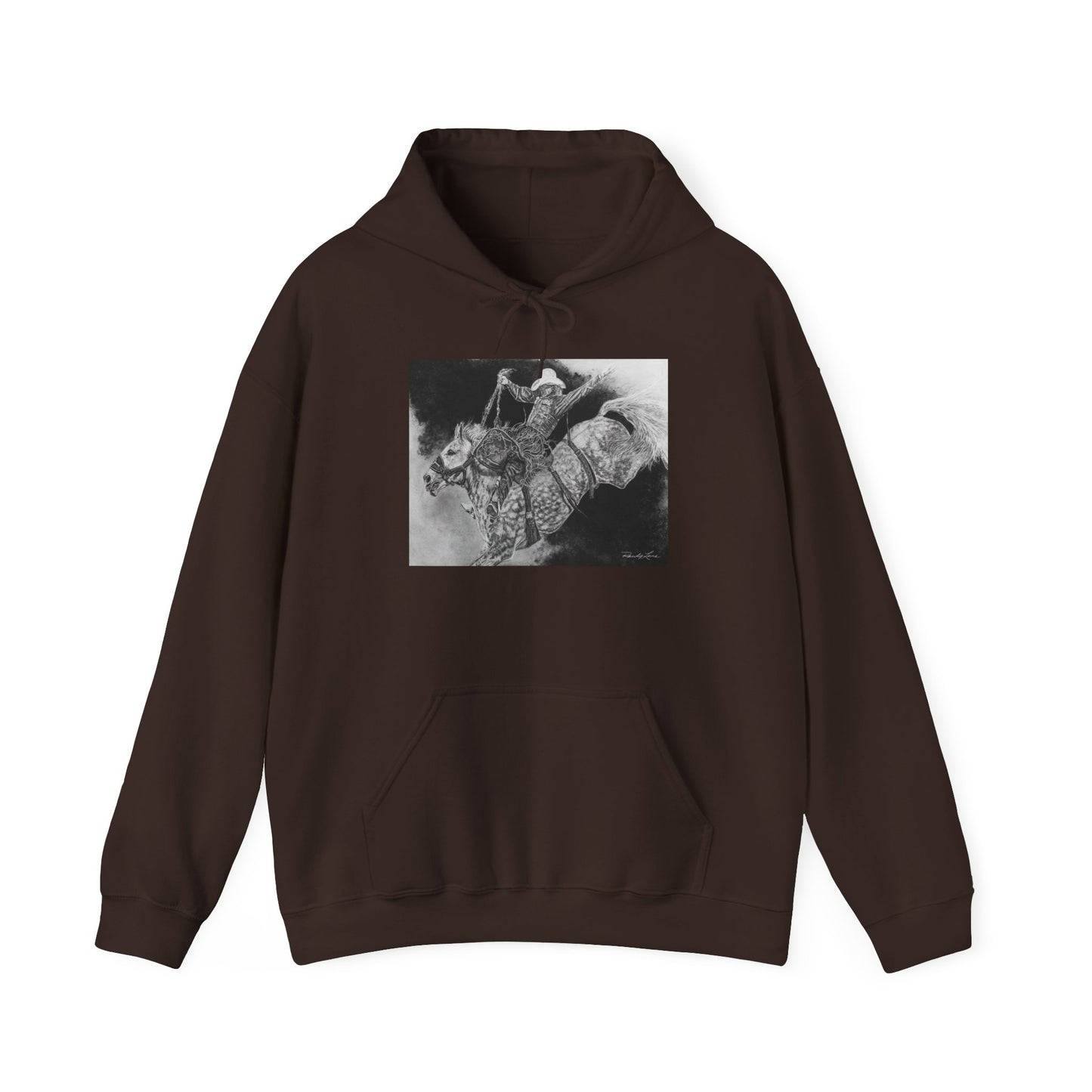 Big Grey, Rodeo Bareback Bronc Painting Hoodie Sweatshirt