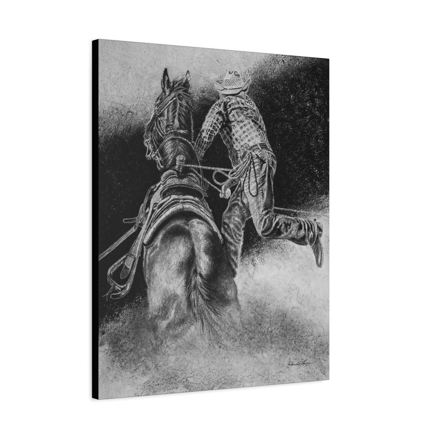The Dismount. Steer Roper Stretched Canvas Wall Art