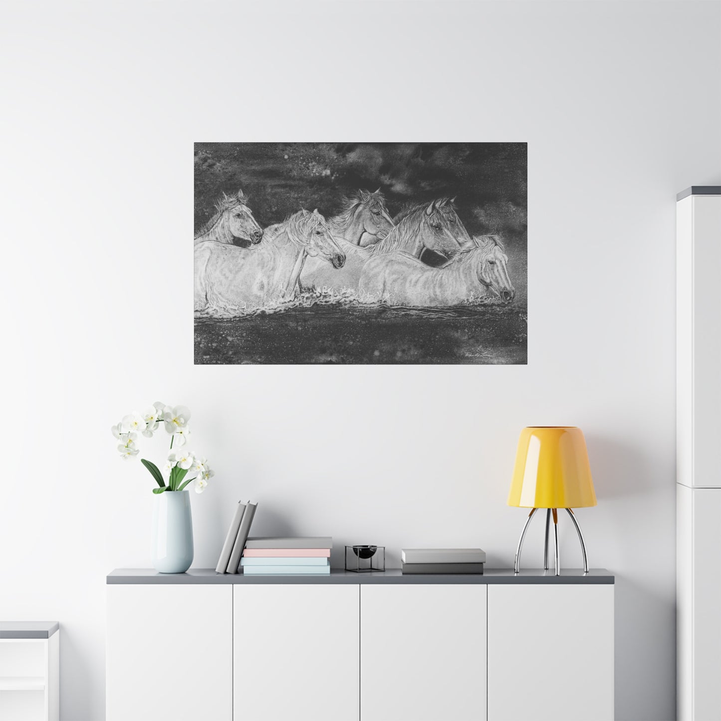 Night Swim, Horse Artwork Canvas Print