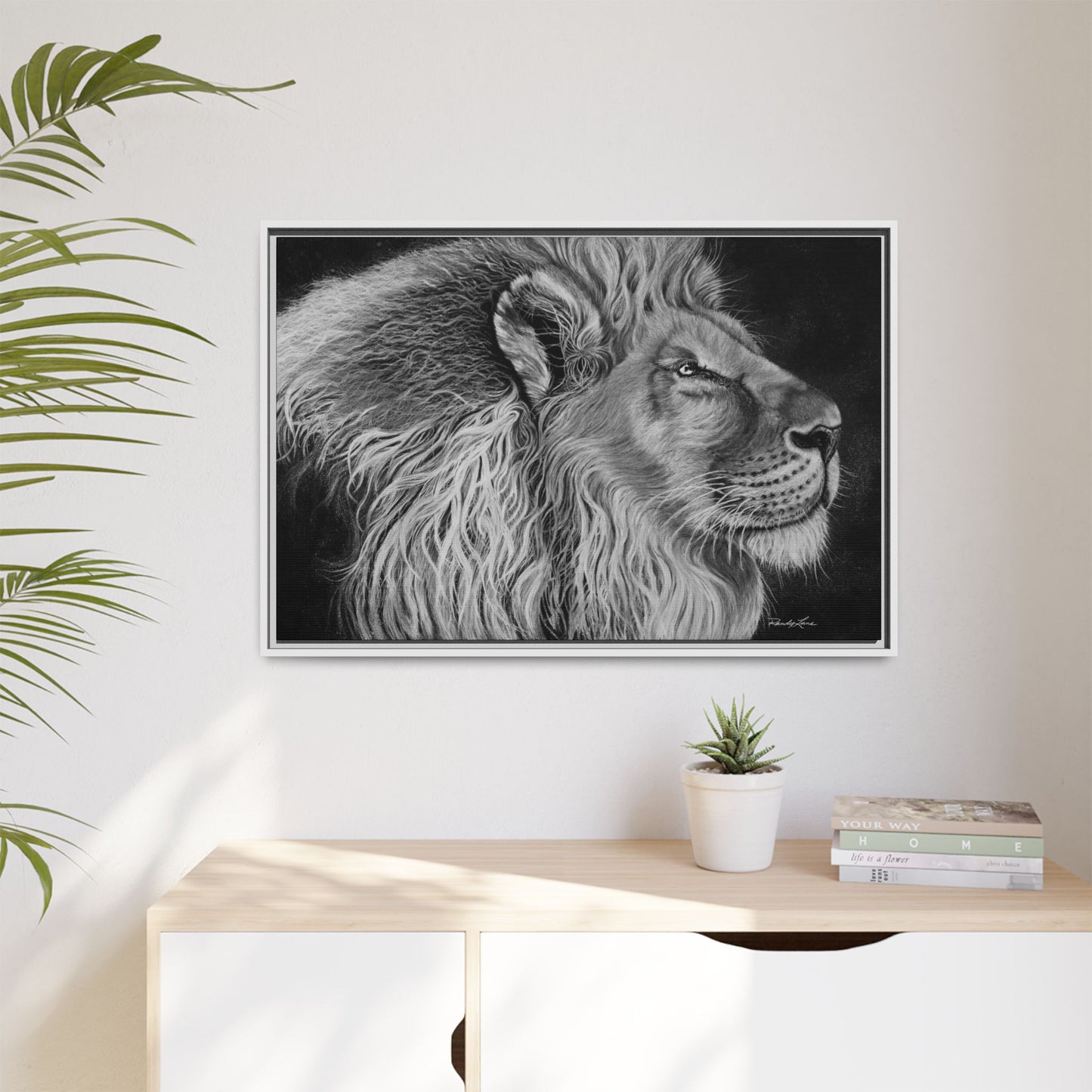 King of Cool, Majestic Lion Framed Canvas Art