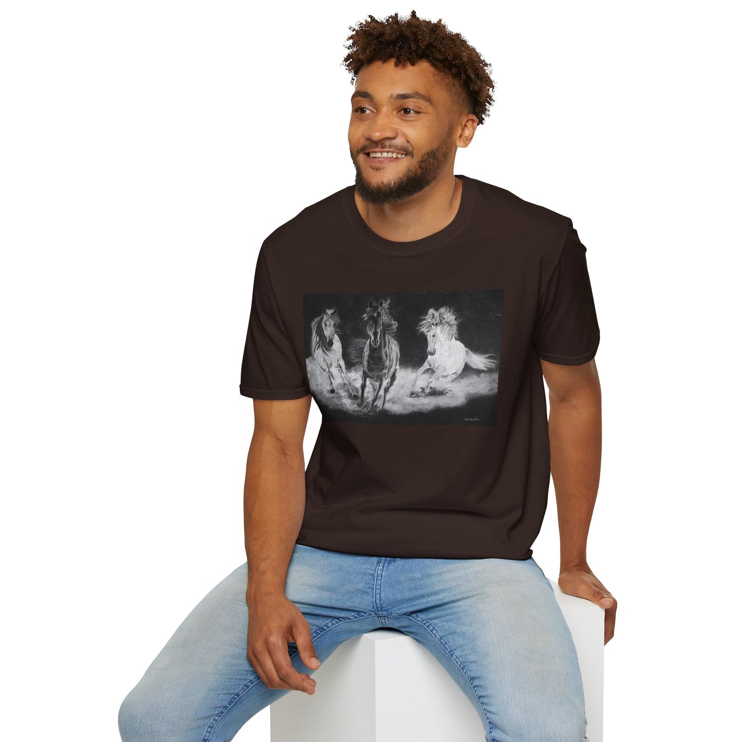 Midnight Run. Horse Graphic Unisex T-Shirt, Soft Cotton Shirt