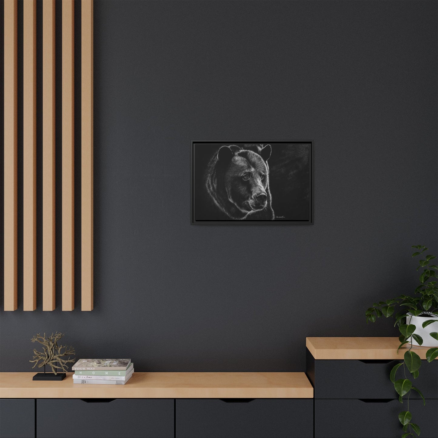 Dominance, Bear Portrait Stretched Framed Matte Canvas Print