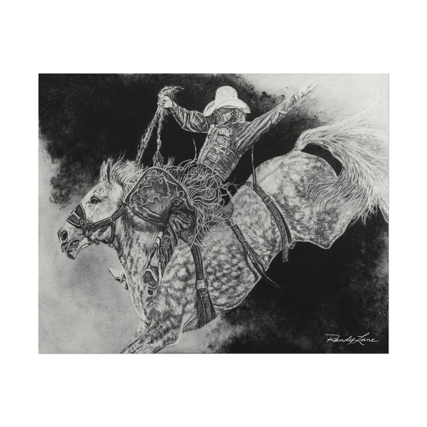 Big Grey, Rodeo Bareback Bronc Fine Art Print — Textured Matte Print