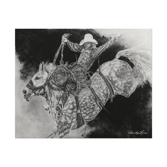 Big Grey, Rodeo Bareback Bronc Fine Art Print — Textured Matte Print