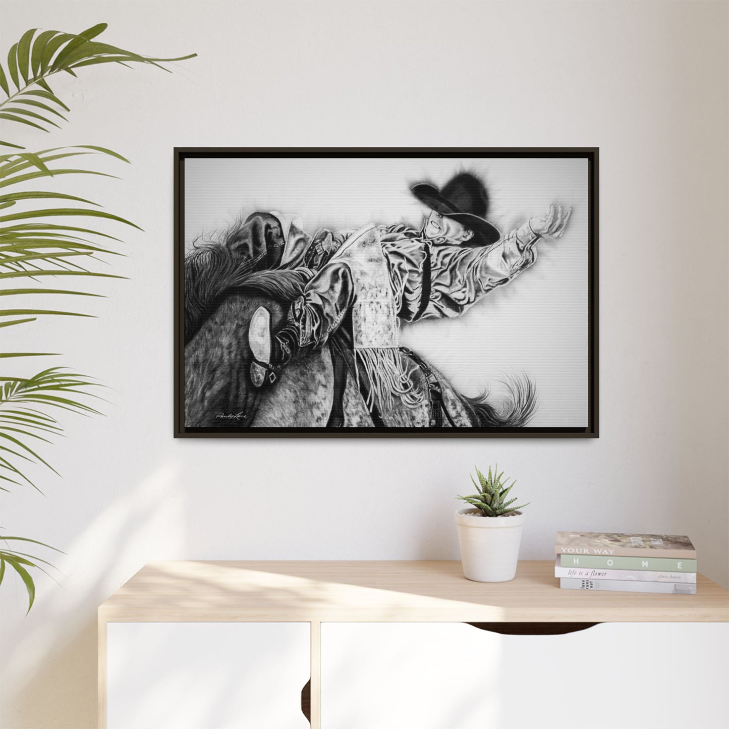 Go Time. Stretched Matte Canvas Framed Rodeo Art Print