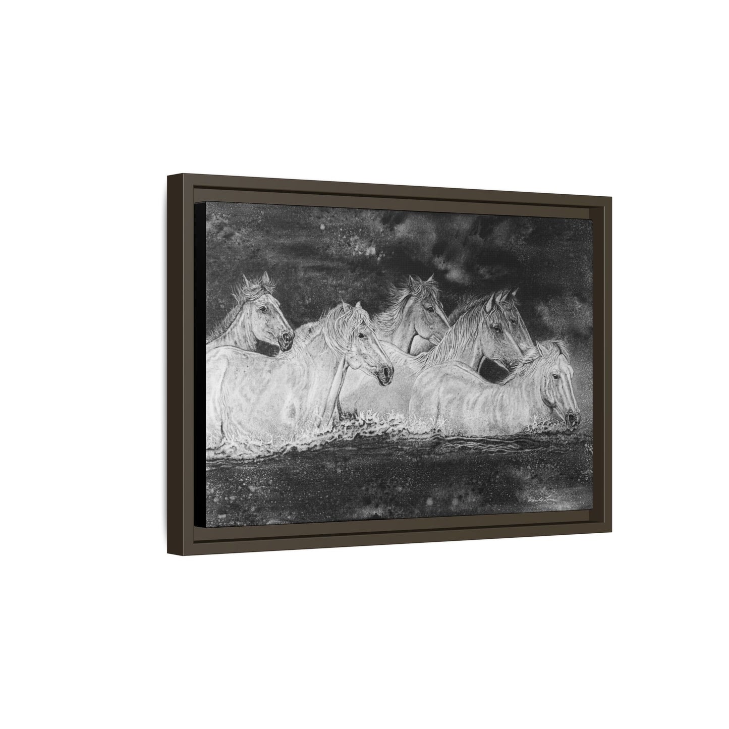 Night Swim, Framed Horse Canvas Art