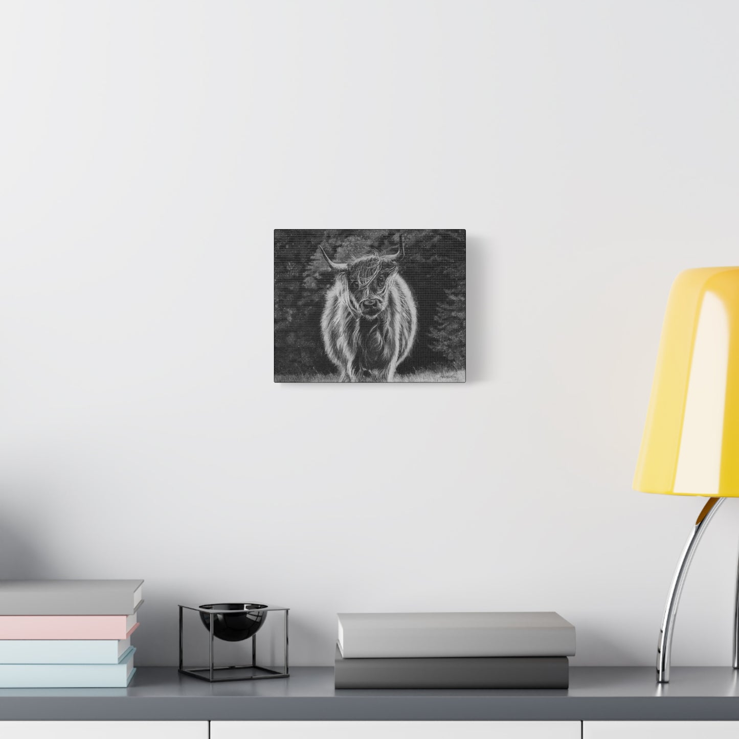 Ragamuffin. Highland Cow Stretched Matte Canvas Wall Art