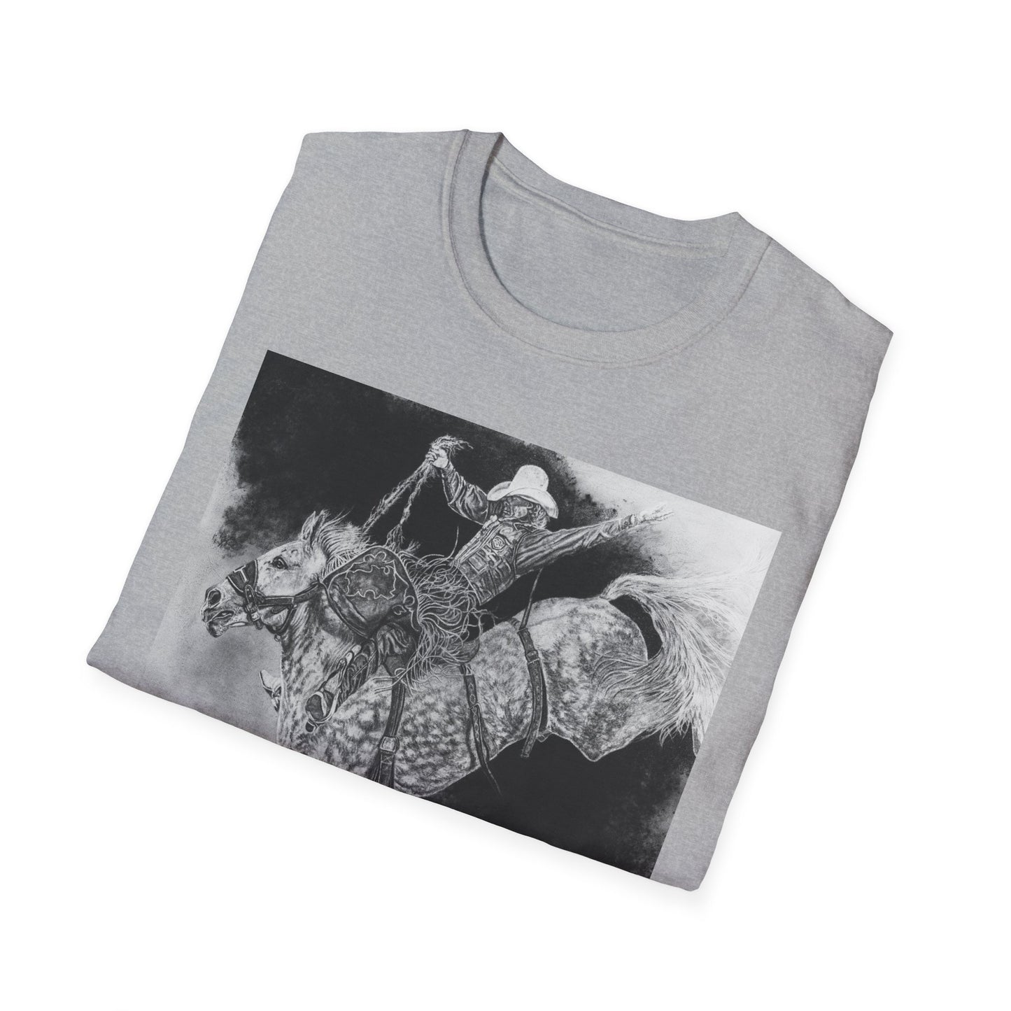 Big Grey, Rodeo Bareback Bronc Painting T-Shirt