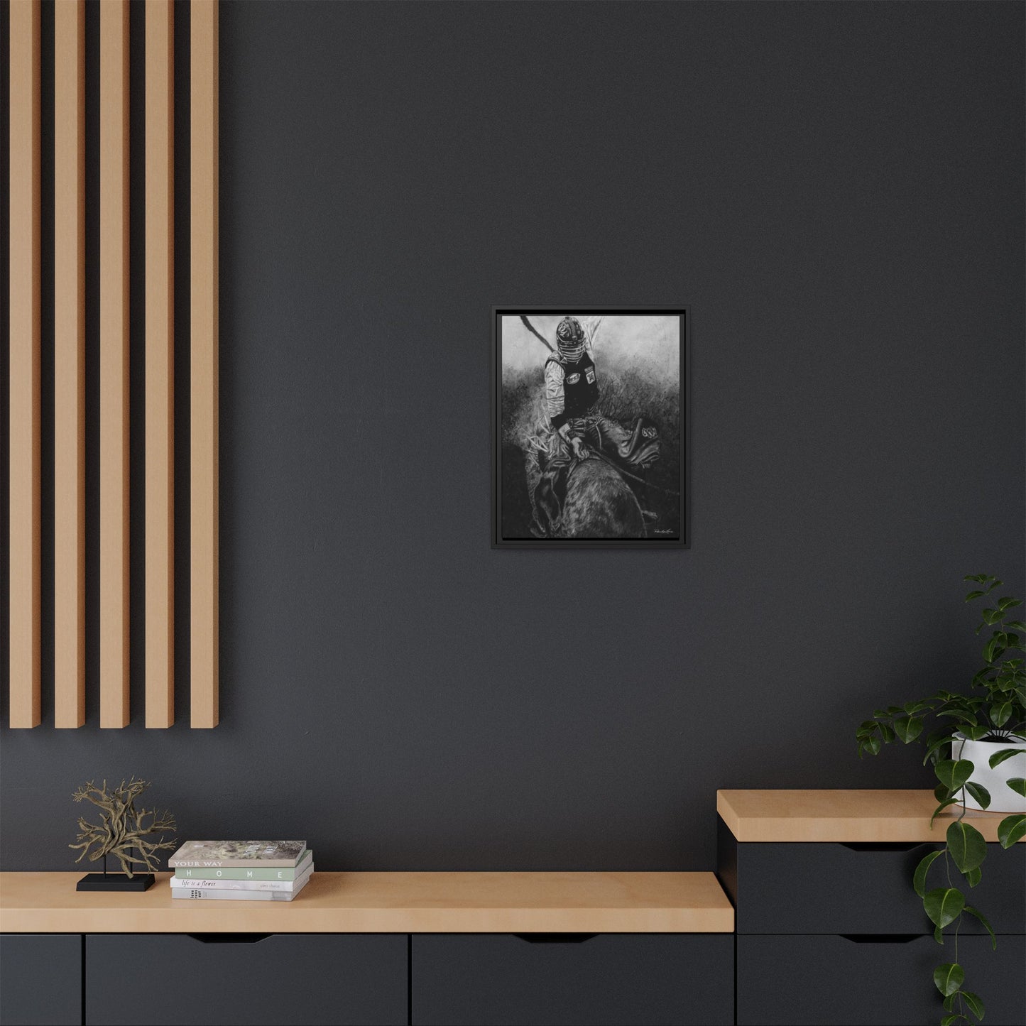 Gettin Frosty. Bull Rider Framed Stretched Matte Canvas Print
