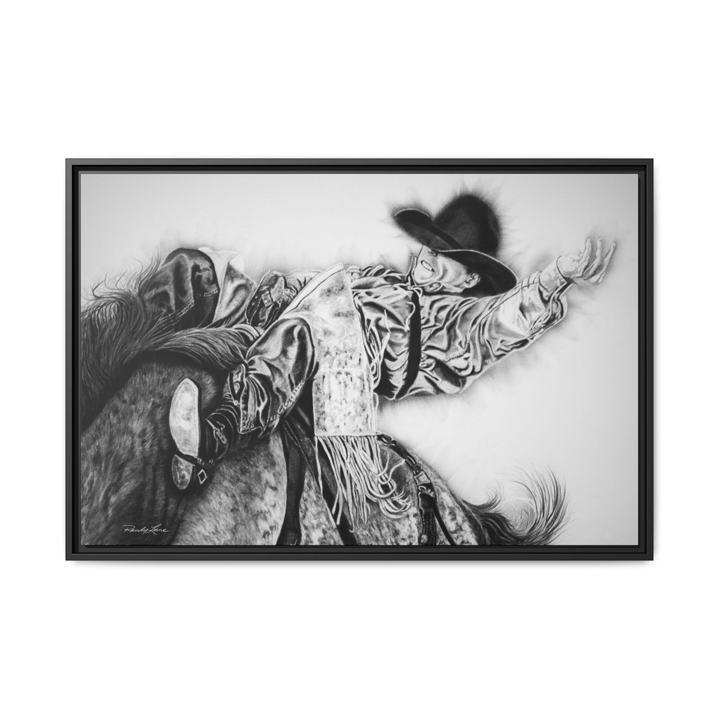 Go Time. Stretched Matte Canvas Framed Rodeo Art Print
