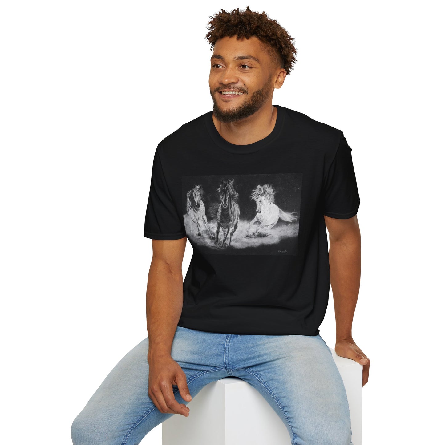 Midnight Run. Horse Graphic Unisex T-Shirt, Soft Cotton Shirt