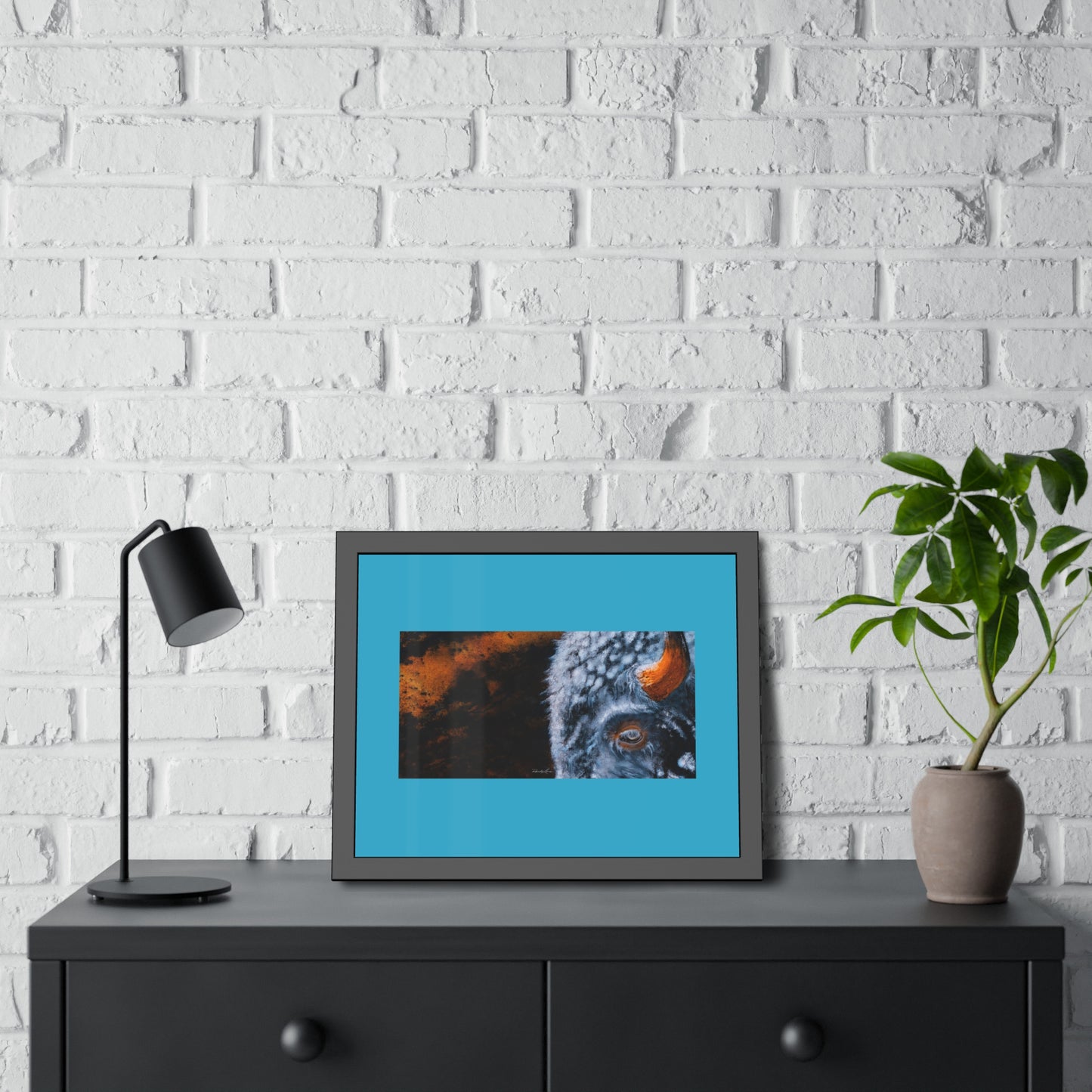 Storm Bison, Framed Fine Art Print