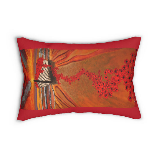 Grace Garden, Vibrant Sunset Floral Lumbar Pillow