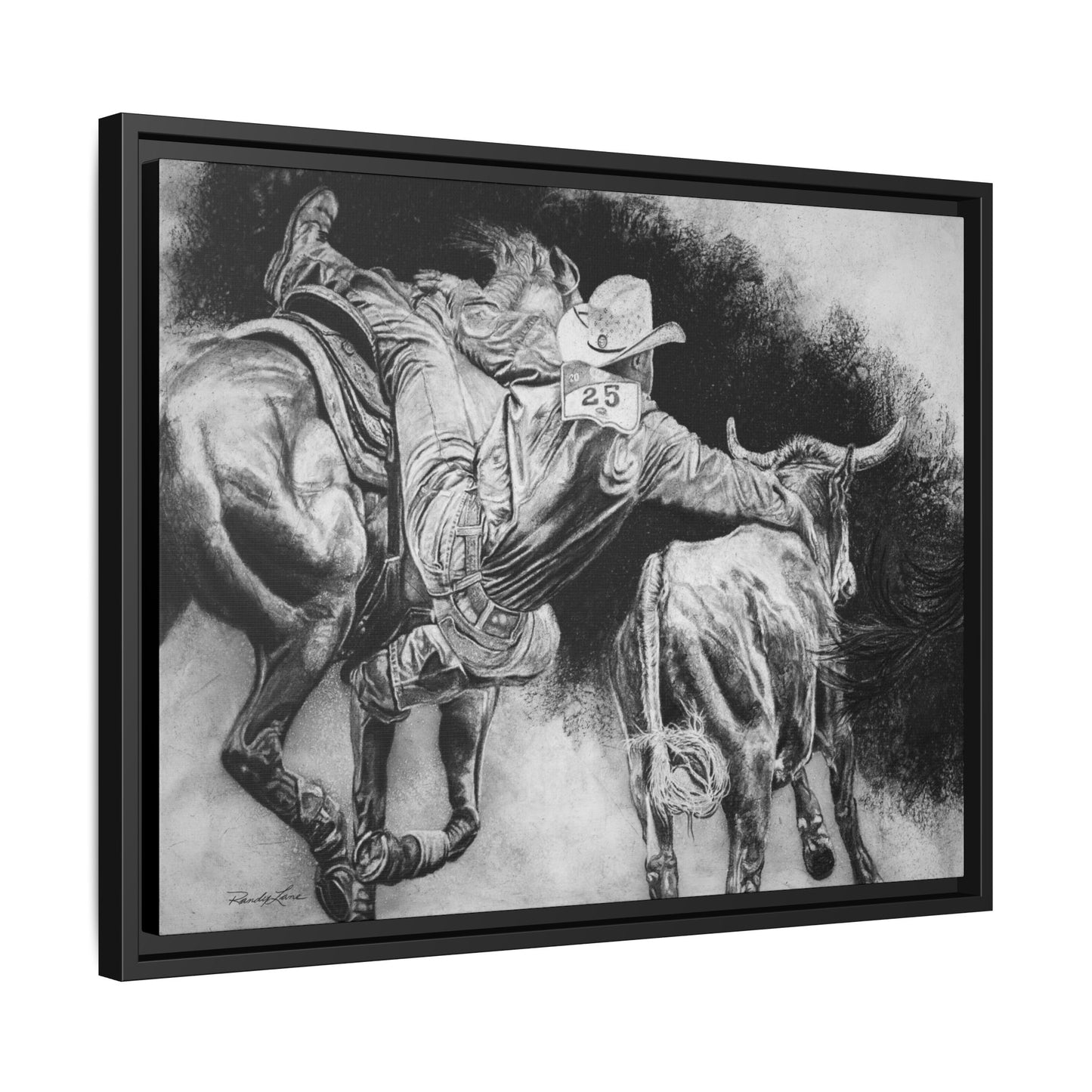 Contact. Cowboy Bulldogger Rodeo Art Framed Stretched Canvas Art