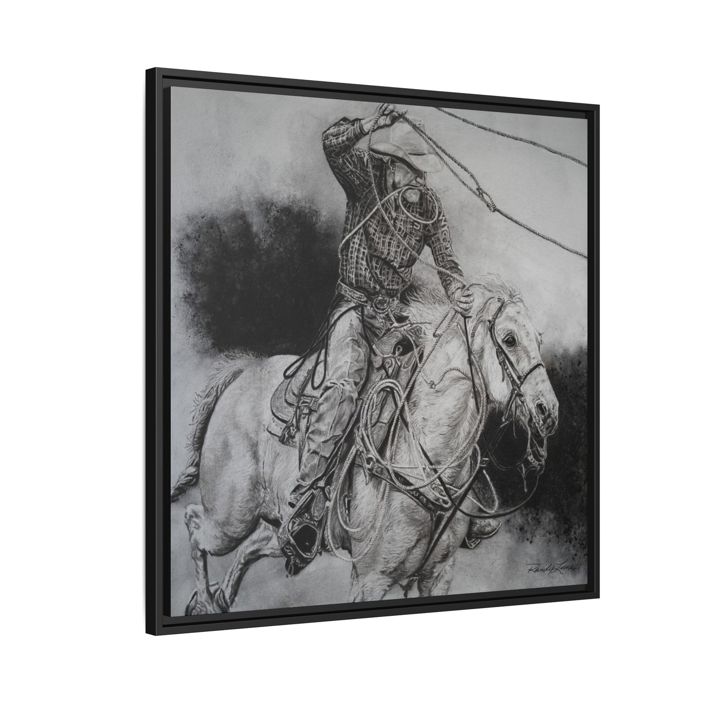 Let it Fly, Rodeo Tie-down Roper Painting, Matte Framed Stretched Canvas